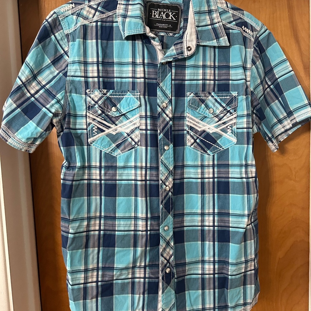 American Fighter Blue Plaid Men's Shirt